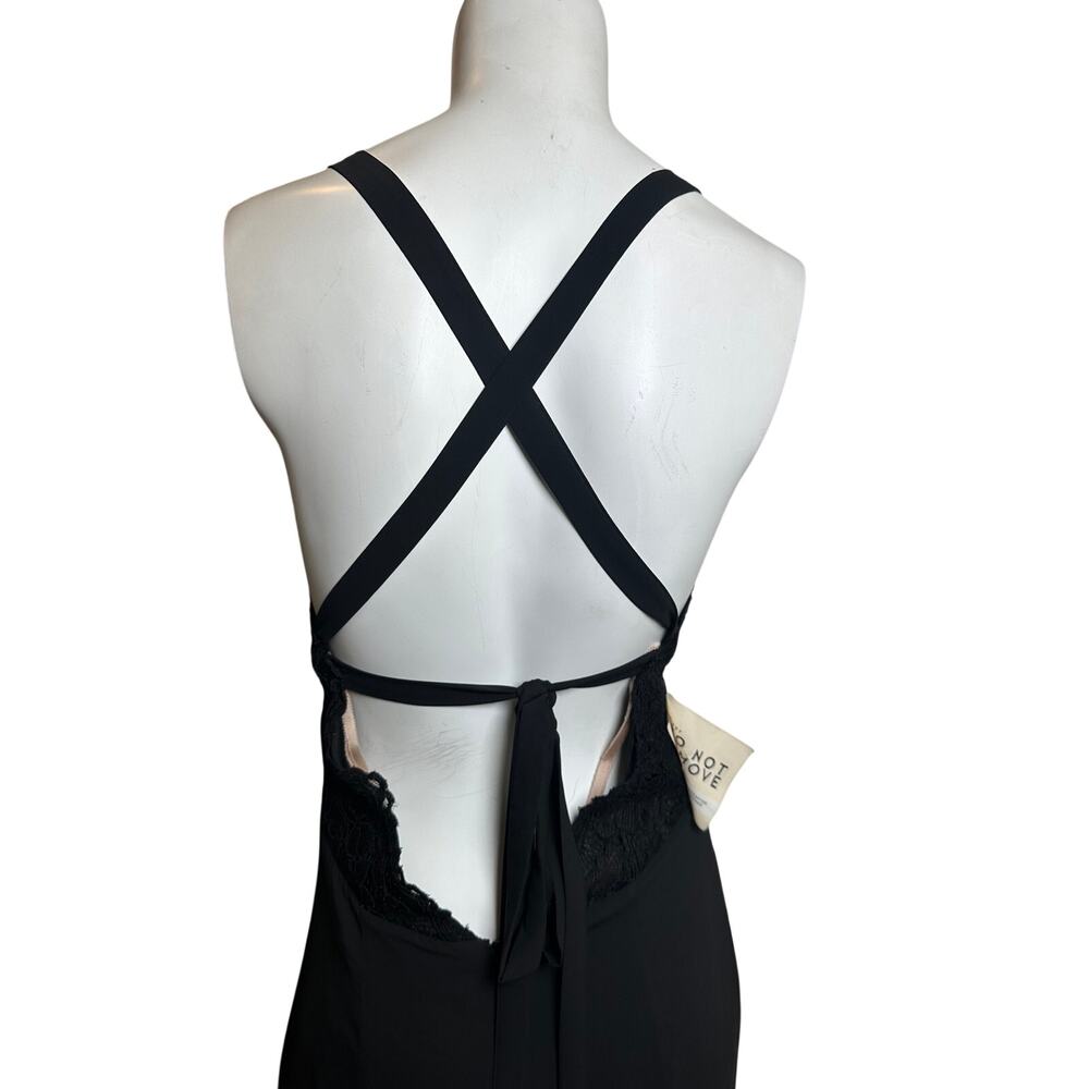 Fame and Partners MC180 Black Lace Bodice Maxi Dress Size 8 V Neck Formal NWT - Picture 8 of 13